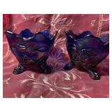 Imperial Glass 2pc 3" Blue Iridescent