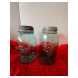 2 Blue Ball Jars Quart