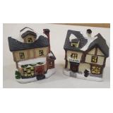 (2) Christmas Village Houses, 4" & 4.5"