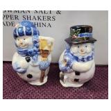 NIB Iridescent Mr & Mrs Snowman S&P Shaker Set