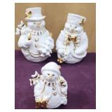 Traditions 3pc Porcelain Snowman Family In Box,