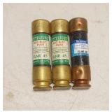 (3) Littelfuse FLNR 45/50 Time Delay Fuses