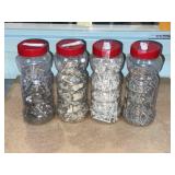 PEANUT JARS FULL OF NAILS LOT OF 4