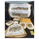 Vintage Spice of Life Kitchen Set: Apron, 2 Pot