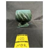 Hull Pottery Green Ribbed Pedestal Planter