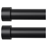2 Pack Black Curtain Rods 72 to 144 Inch, 1 Inch