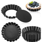 16 Pcs Mini Tart Pans, 4 Inch, Black Gray