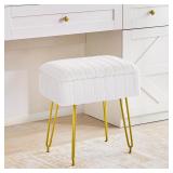 Redlife Vanity Stool w/ Storage, White, 15