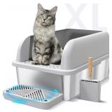 $130 XL Stainless Steel Cat Litter Box with Lid