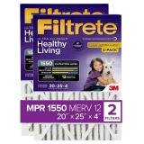 Filtrete 20x25x4 Air Filter, MPR 1550, 2-Pack