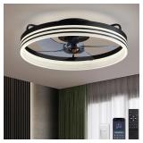 $110 LUDOMIDE Ceiling Fan with Lights, 20" (Black)