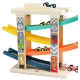 TOP Bright Toddler Wooden Race Track Car Ramp