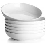 30oz White Pasta Bowls Set of 6 Porcelain