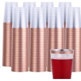 200 Rose Gold Plastic Cups 10 oz