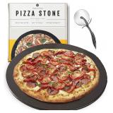 Heritage 15" Ceramic Pizza Stone Set - Black