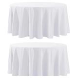 2 Pack 120 Inch White Round Tablecloths