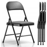 4 Pack Folding Chairs with Padded Cushion