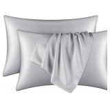 Satin Pillowcase 4 piece , Queen, 20x30 in, Gray