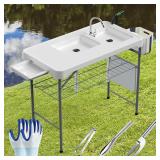 $120 Fish Cleaning Table w/ Sink 42.6" Portable