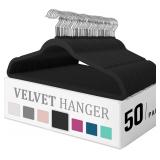 50 Premium Velvet Hangers - Black, Non-Slip