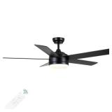 YUHAO 52in Black Ceiling Fan w/Lights, Remote