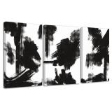 Abstract Canvas Art Set of 3 - Black & White