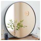 18 Inch Black Round Wall Mirror for Bathroom