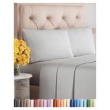 Full Size Bed Sheets, 4 Piece - Light Grey