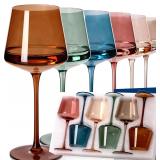 Colored Wine Glasses Set of 6-18oz Hand Blown *ONE