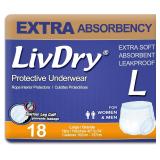 LivDry Adult Incontinence Underwear, 18-Pack