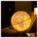 8" Illuminated Globe with Wooden Stand, LED