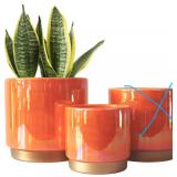 Ceramic Planters w/Drainage: 9.6+7.6+6 Inch