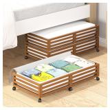 Bamboo Rolling Under Bed Storage, 2 Pack