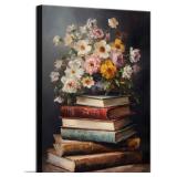 Moody Flower Books Canvas Wall Art, 16"x20"