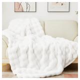 White Faux Fur Throw Blanket 50x60 Inch