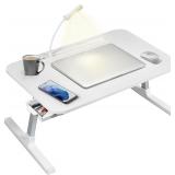 Laptop Bed Tray Desk with LED Light, USB Port.