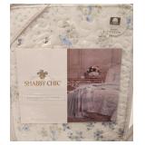 $163 Queen quilt reversible shams floral blue