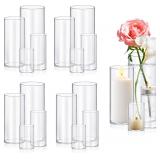 14 pc Glass Cylinder Vases 4,6,8,10 In Tall