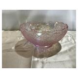 Pink carnival glass bowl Hattie pattern