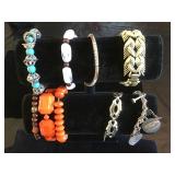 Bracelets - charm, silver color, turquoise, etc