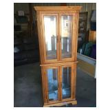 2 Piece Lighted Curio Cabinet, 4 Glass Shelves