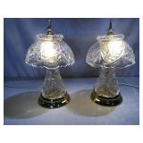 Cut crystal table lamps w/pinwheel shades