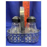 Vintage Salt and Pepper shakers in Carrier basket