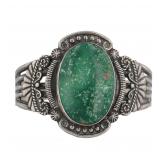 Early Navajo Nickel Silver Green Turquoise Cuff