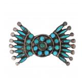 Zuni Needlepoint Snake Eye Turquoise Brooch