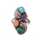 Richard Begay Navajo Multi Stone Sterling Ring