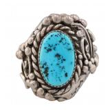 HUGE N Navajo Turquoise Sterling Eagle Ring