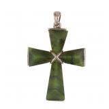 Ireland Connemara Marble Sterling Cross Pendant