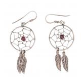 Native Sterling Dreamcatcher Beaded Earrings