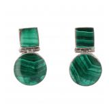 Mexico Malachite Sterling Hinge Dangle Earrings